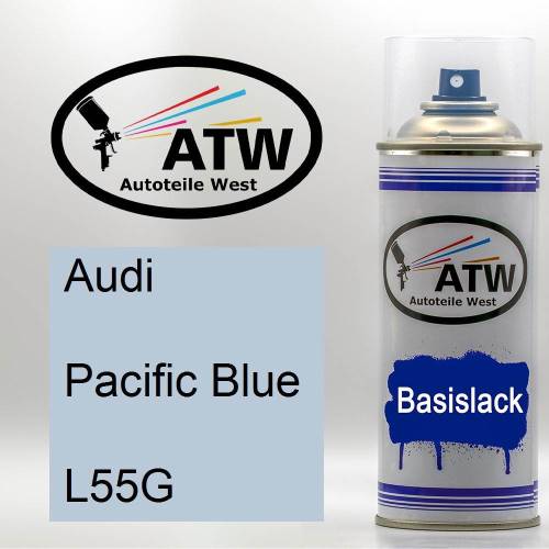 Audi, Pacific Blue, L55G: 400ml Sprühdose, von ATW Autoteile West.